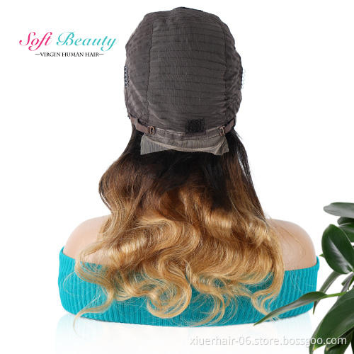 hd Glueless for Black Women Curly Mink 100% Two Tone Coloured 27 Peruvian Wigs Lace Front Virgin Human Hair